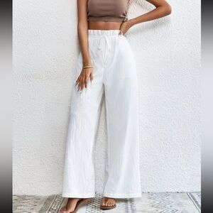 Elegant White Women's Wide-Leg Pants